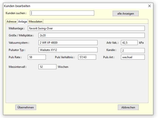 PTM App Eingabe Kundenanlagedaten